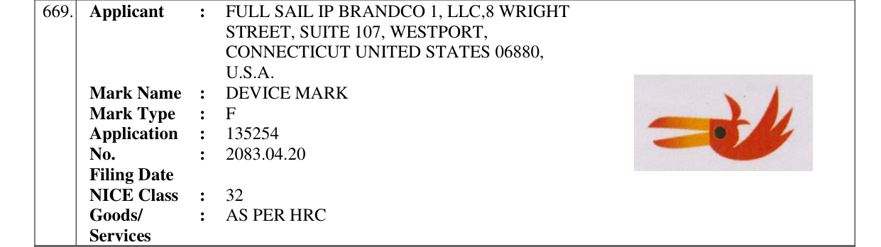 Original bulletin entry for DEVICE MARK