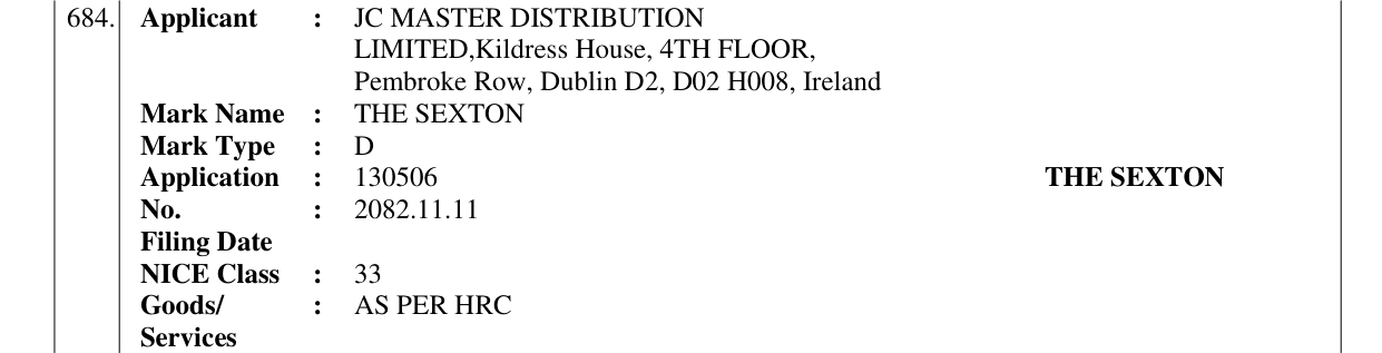 Original bulletin entry for THE SEXTON