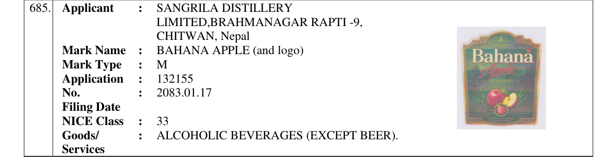 Original bulletin entry for BAHANA APPLE (and logo)