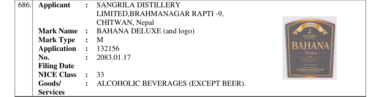 Original bulletin entry for BAHANA DELUXE (and logo)
