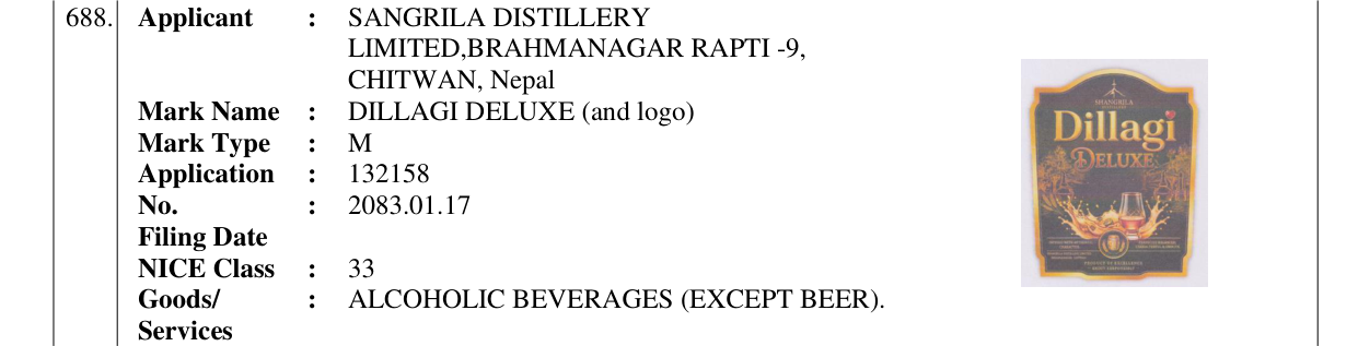 Original bulletin entry for DILLAGI DELUXE (and logo)
