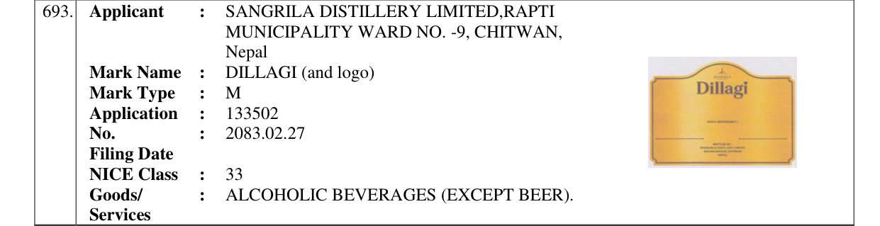 Original bulletin entry for DILLAGI (and logo)