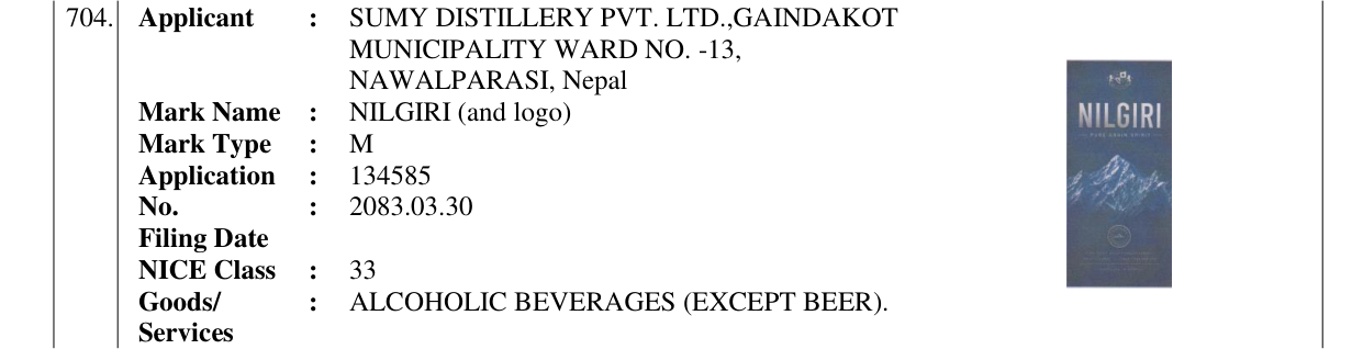 Original bulletin entry for NILGIRI (and logo)