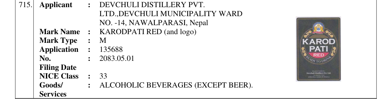 Original bulletin entry for KARODPATI RED (and logo)