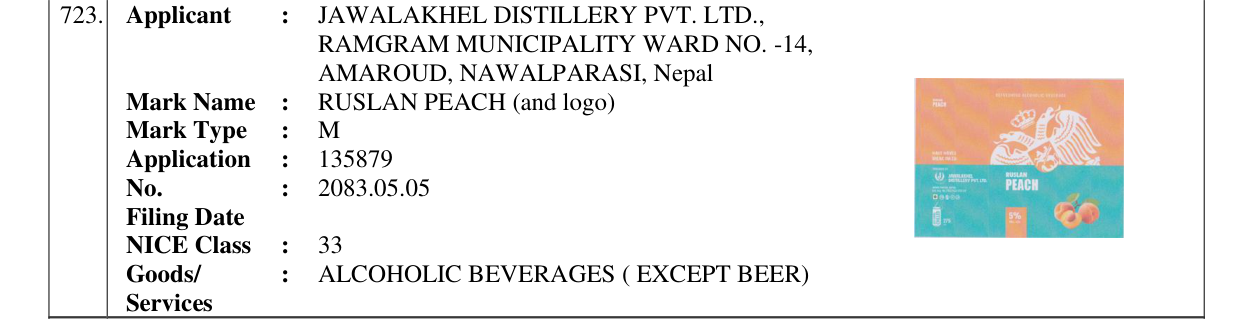 Original bulletin entry for RUSLAN PEACH (and logo)