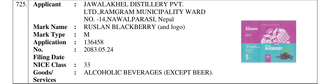 Original bulletin entry for RUSLAN BLACKBERRY (and logo)
