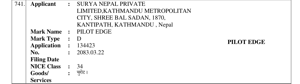 Original bulletin entry for PILOT EDGE