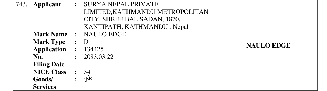 Original bulletin entry for NAULO EDGE