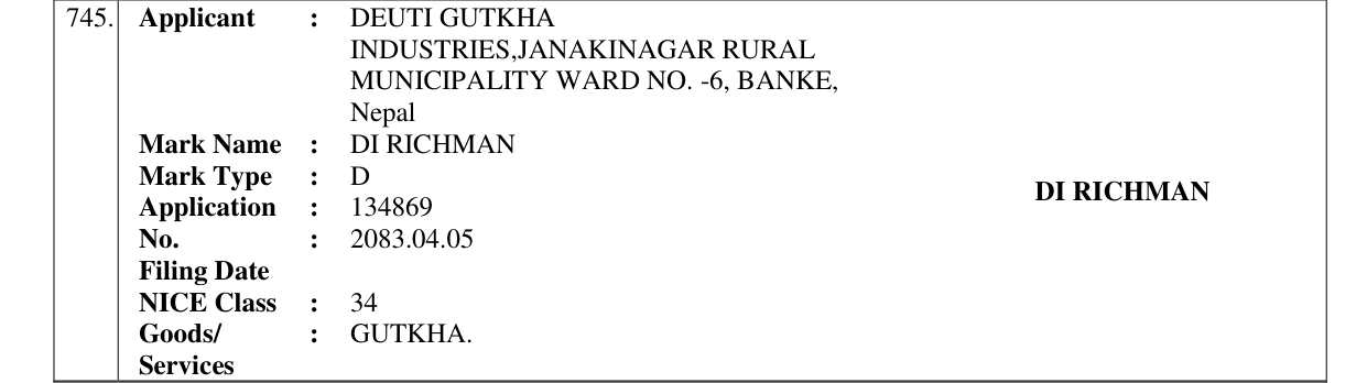 Original bulletin entry for DI RICHMAN