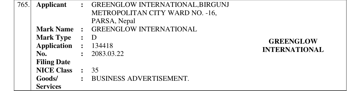 Original bulletin entry for GREENGLOW INTERNATIONAL