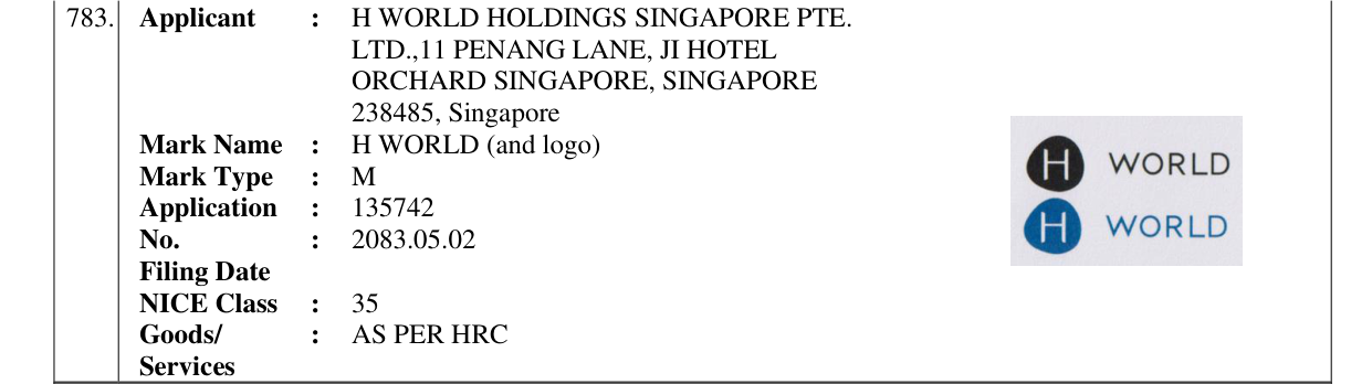 Original bulletin entry for H WORLD (and logo)