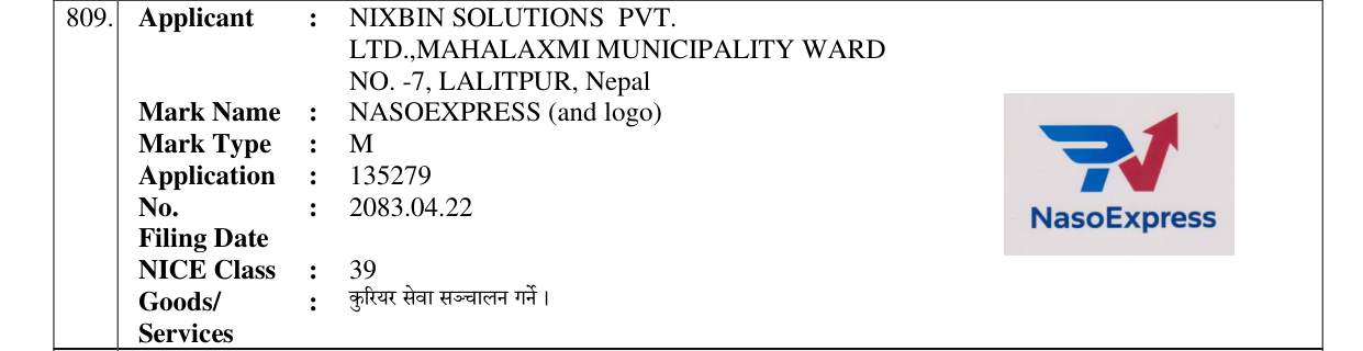 Original bulletin entry for NASOEXPRESS (and logo)