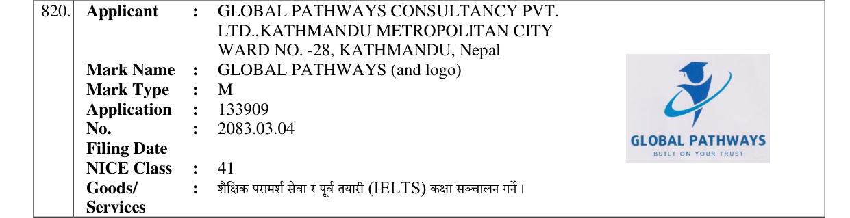 Original bulletin entry for GLOBAL PATHWAYS (and logo)