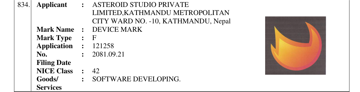 Original bulletin entry for DEVICE MARK