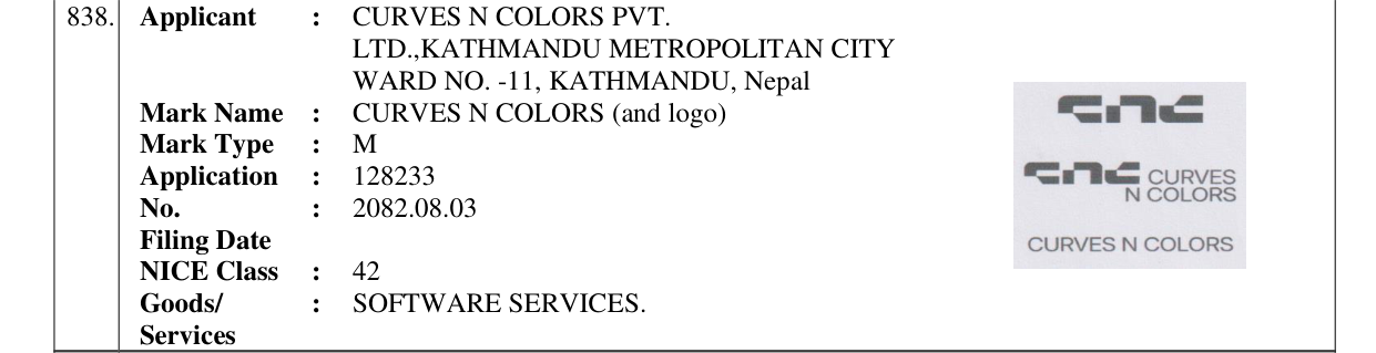Original bulletin entry for CURVES N COLORS (and logo)