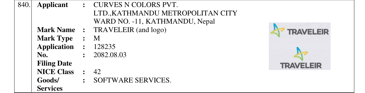 Original bulletin entry for TRAVELEIR (and logo)