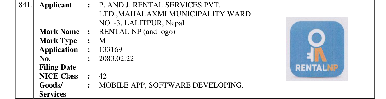Original bulletin entry for RENTAL NP (and logo)