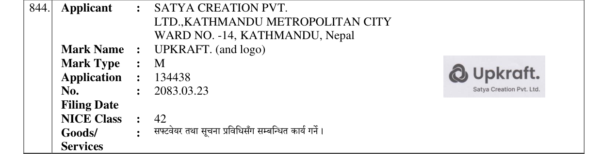 Original bulletin entry for UPKRAFT. (and logo)