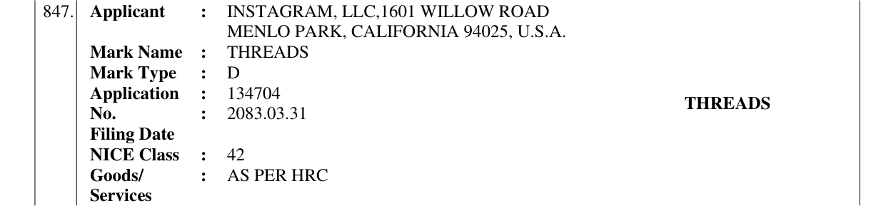 Original bulletin entry for THREADS