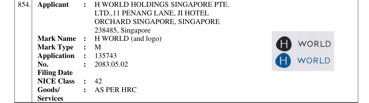 Original bulletin entry for H WORLD (and logo)