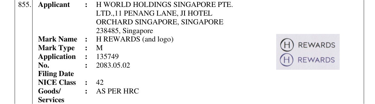 Original bulletin entry for H REWARDS (and logo)