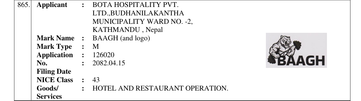 Original bulletin entry for BAAGH (and logo)
