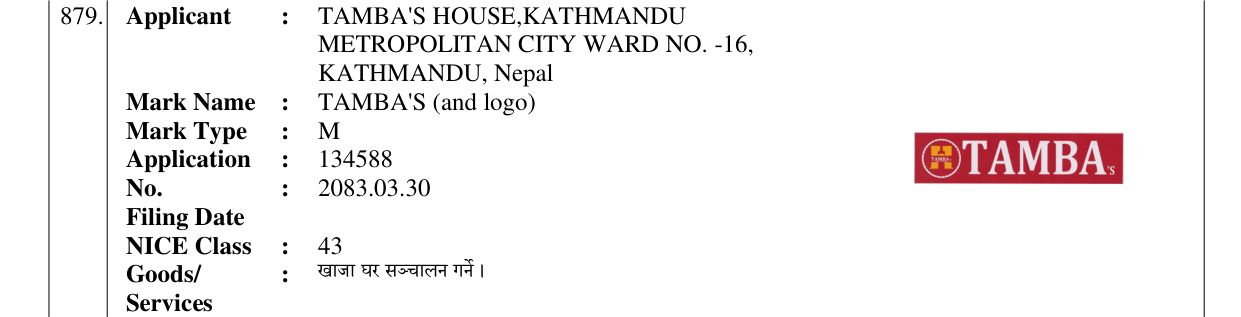 Original bulletin entry for TAMBA'S (and logo)