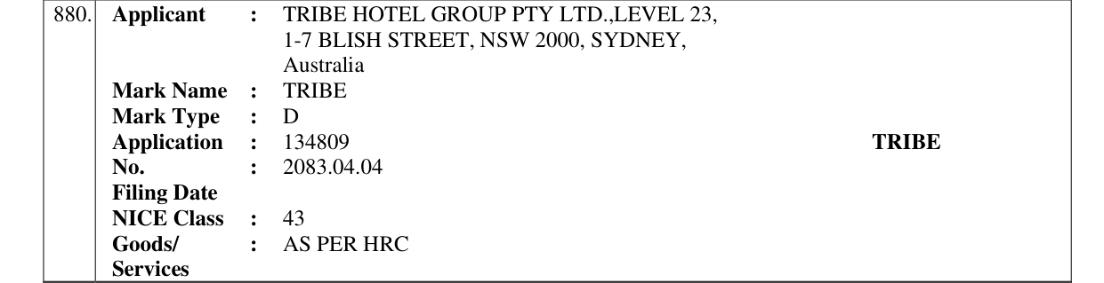 Original bulletin entry for TRIBE