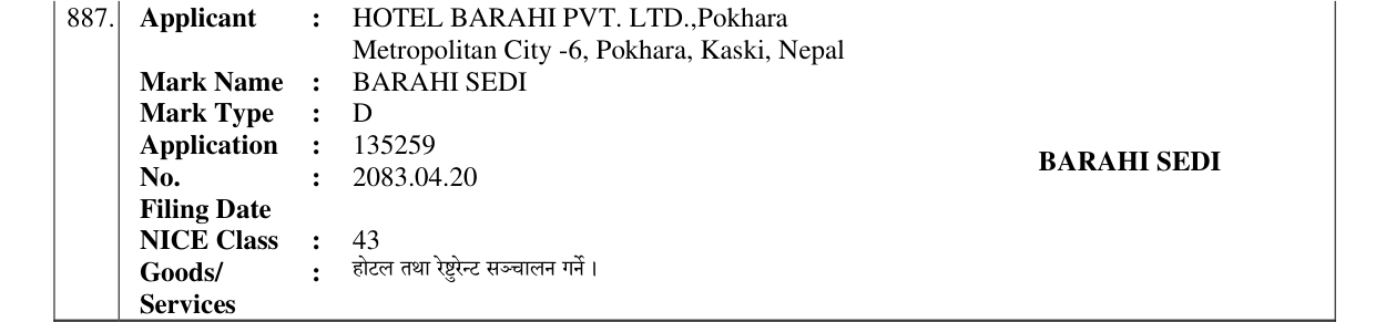 Original bulletin entry for BARAHI SEDI