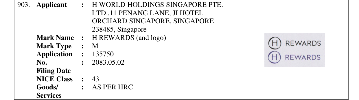 Original bulletin entry for H REWARDS (and logo)