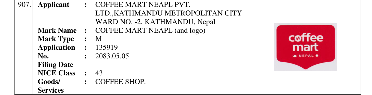 Original bulletin entry for COFFEE MART NEAPL (and logo)