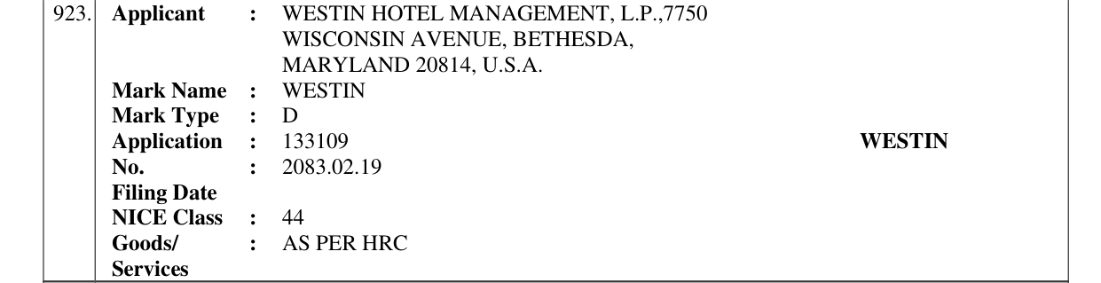 Original bulletin entry for WESTIN