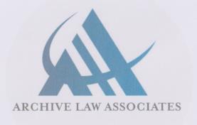 ARCHIVE LAW ASSOCIATES (and logo) trademark logo