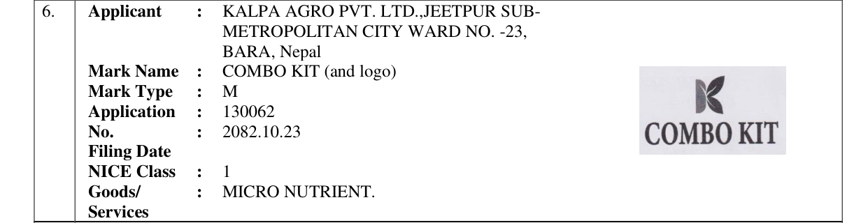 Original bulletin entry for COMBO KIT (and logo)