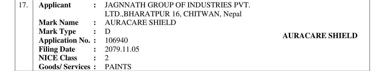 Original bulletin entry for AURACARE SHIELD