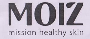 MOIZ mission healthy skin (and logo) trademark logo