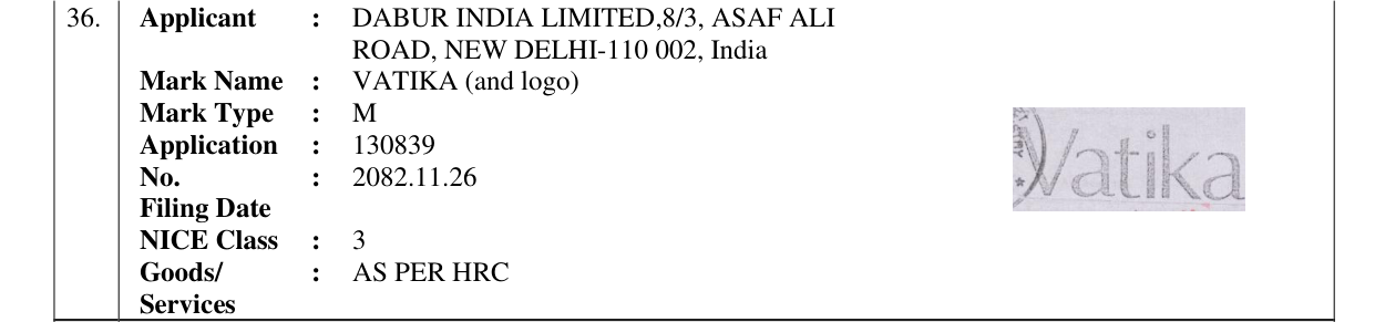 Original bulletin entry for VATIKA (and logo)