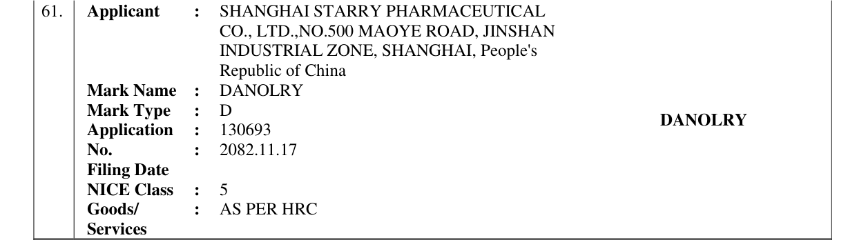 Original bulletin entry for DANOLRY