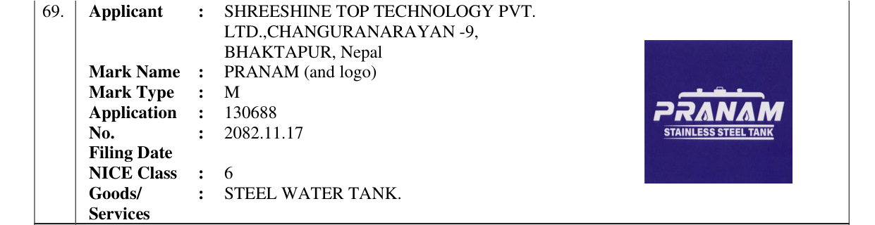 Original bulletin entry for PRANAM (and logo)