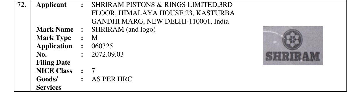 Original bulletin entry for SHRIRAM (and logo)