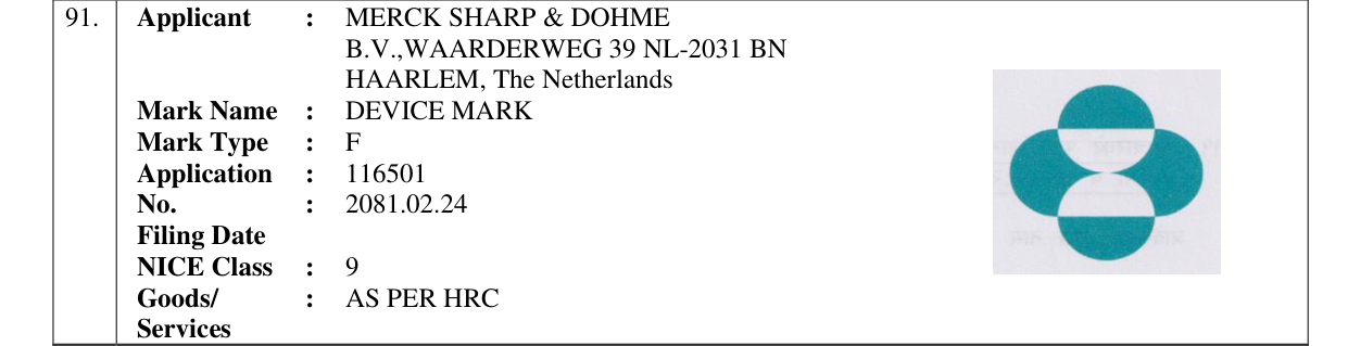 Original bulletin entry for DEVICE MARK