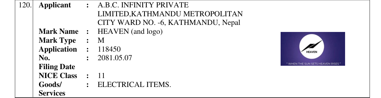 Original bulletin entry for HEAVEN (and logo)