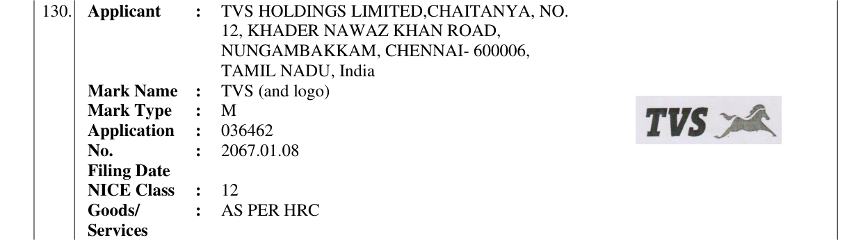 Original bulletin entry for TVS (and logo)