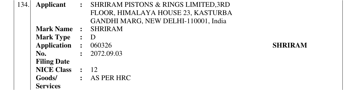 Original bulletin entry for SHRIRAM