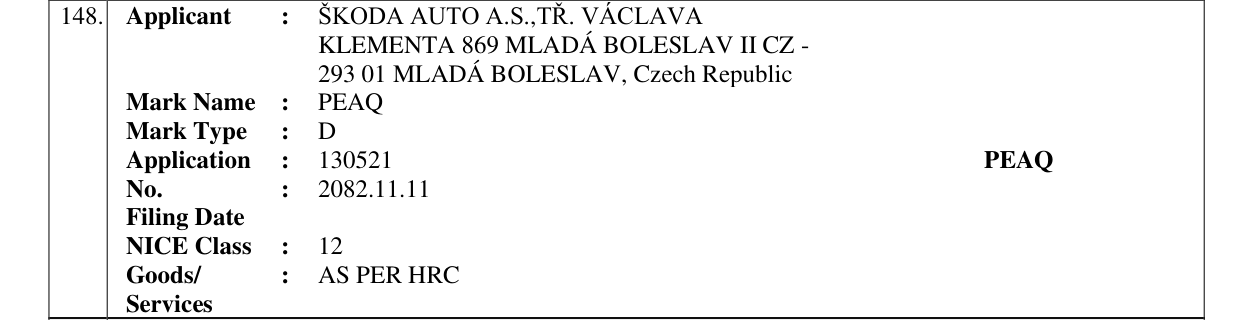 Original bulletin entry for PEAQ