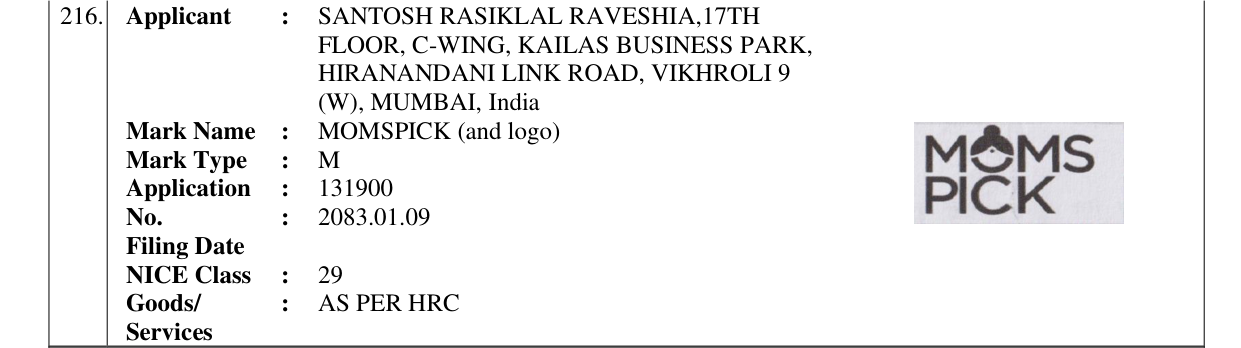 Original bulletin entry for MOMSPICK (and logo)