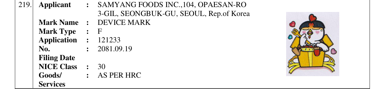 Original bulletin entry for DEVICE MARK