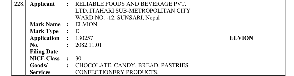 Original bulletin entry for ELVION