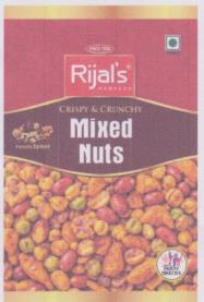 RIJAL'S CRISPY & CRUNCHY MIXED NUTS (and logo) trademark logo