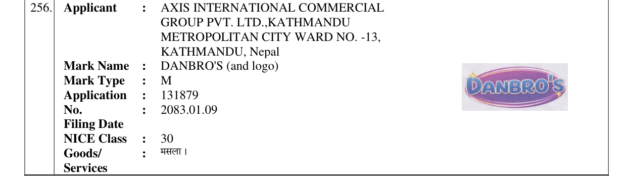 Original bulletin entry for DANBRO'S (and logo)